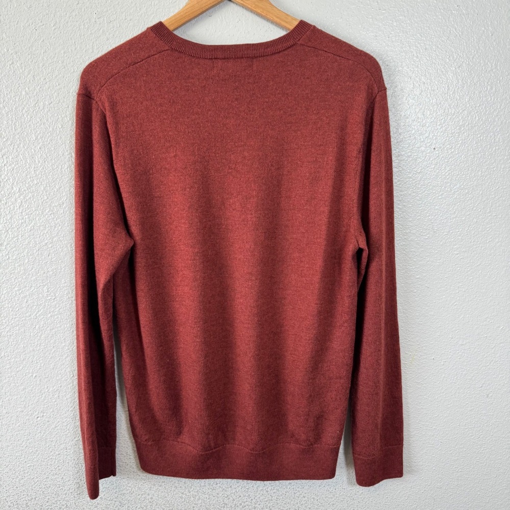 Banana Republic V Neck Merino Wool Sweater Men's Size L Red Long Sleeve Pullover - Picture 5 of 7